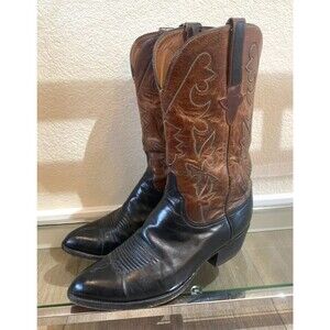 Lucchese Since 1883 Mens 9 EE Rare Black / Cognac Two Tone Western Cowboy Boots